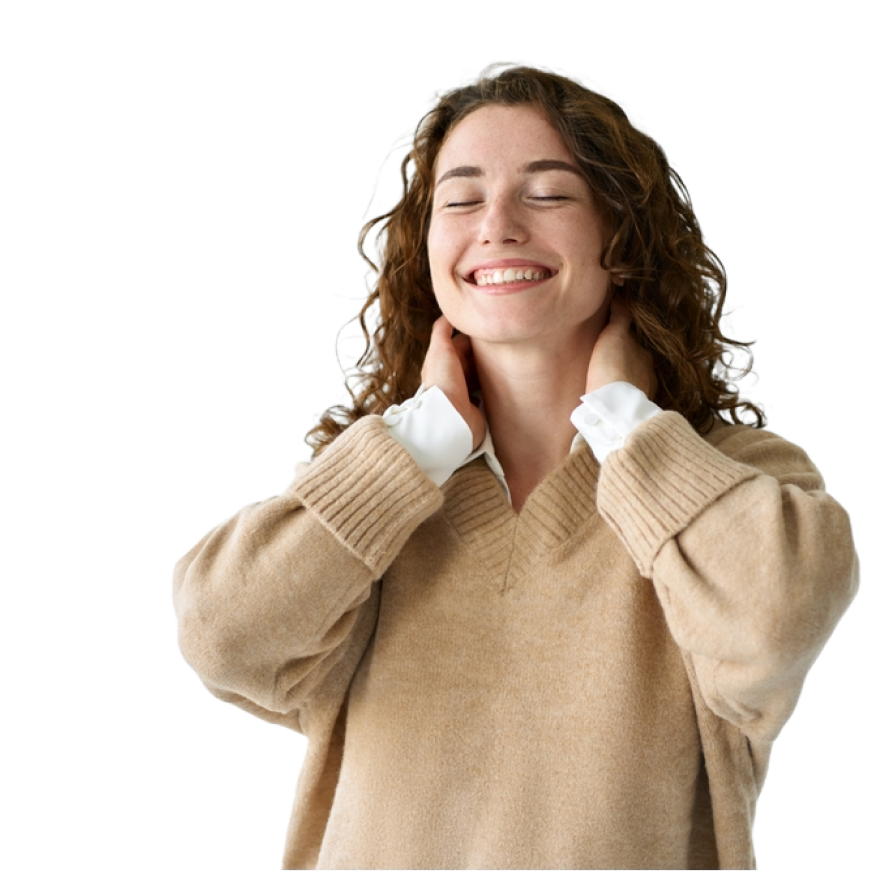 woman happy with neck
